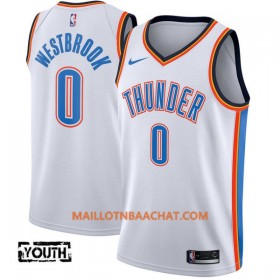 Maillot NBA Oklahoma City Thunder Russell Westbrook 0 Nike 2017-18 Blanc Swingman - Enfant